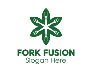 Green Flower Fork logo design