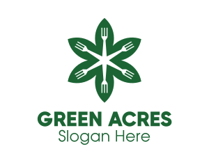 Green Flower Fork logo design