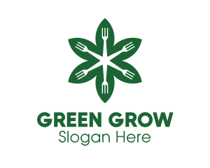 Green Flower Fork logo design