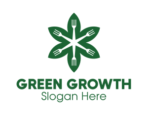 Green Flower Fork logo design