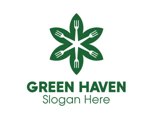 Green Flower Fork logo design