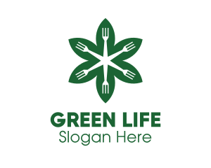 Green Flower Fork logo design