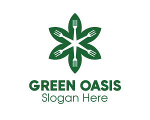 Green Flower Fork logo design