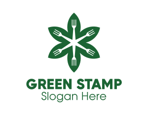 Green Flower Fork logo design