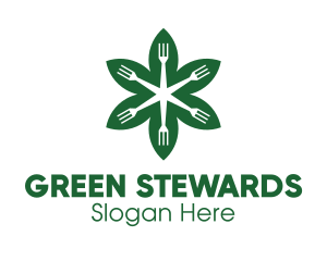 Green Flower Fork logo design