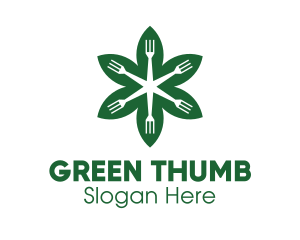 Green Flower Fork logo design