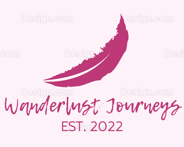 Pink Feather Watercolor Logo
