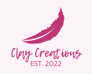 Pink Feather Watercolor  logo design