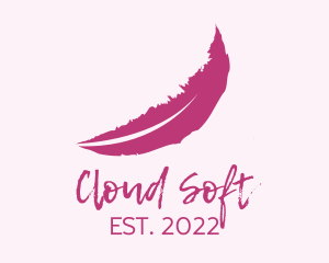 Pink Feather Watercolor  logo design