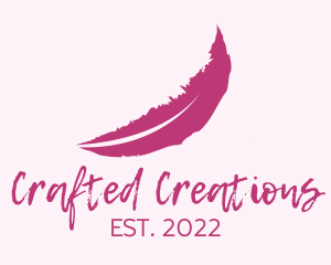 Pink Feather Watercolor  logo design