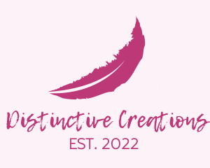 Pink Feather Watercolor  logo design