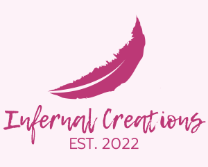 Pink Feather Watercolor  logo design