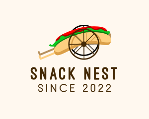 Hot Dog Wheel Cart logo design