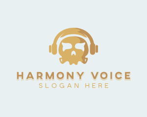 Skull Headphones Podcasting logo design