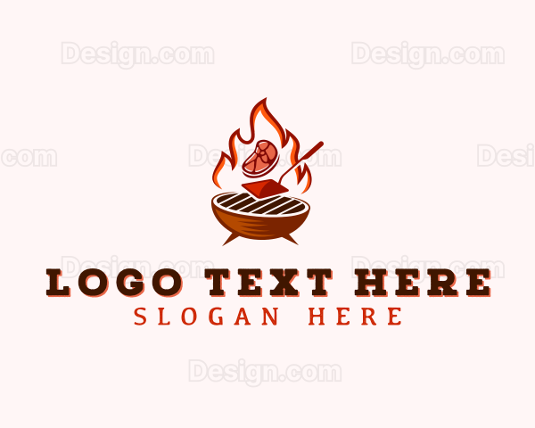 Flame Meat Barbecue Logo