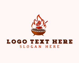 Flame Meat Barbecue Logo