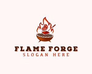 Flame Meat Barbecue logo design