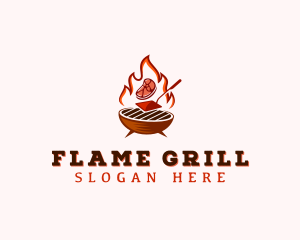 Flame Meat Barbecue logo design