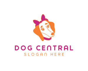 Ribbon Female Dog logo design