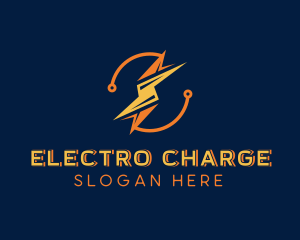 Lightning Electric Circuit logo design