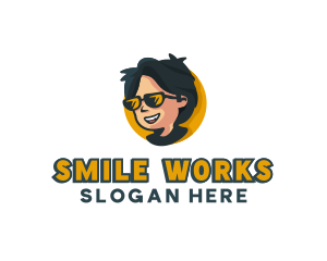 Sunglasses Boy Cartoon logo design