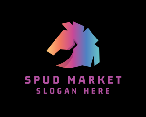 Abstract Gradient Horse  logo design