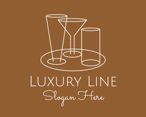 Serving Beverage Line Art logo design