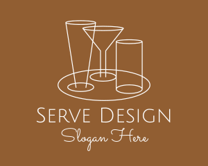 Serving Beverage Line Art logo design