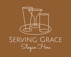 Serving Beverage Line Art logo design