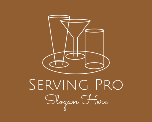 Serving Beverage Line Art logo