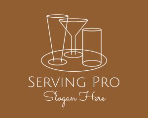 Serving Beverage Line Art logo design