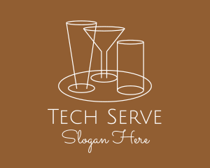 Serving Beverage Line Art logo design