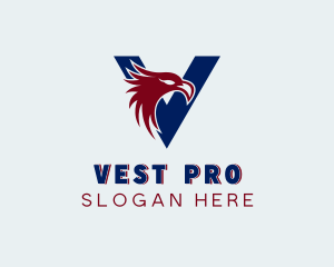 Eagle Avian Bird Letter V logo design