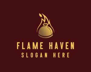 Restaurant Dining Cloche Flame logo design