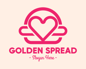 Pink Burger Love Heart logo design