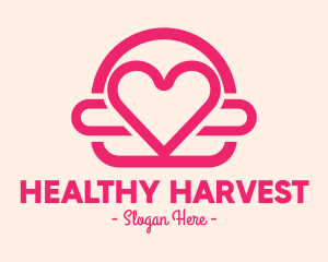 Pink Burger Love Heart logo design