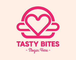 Pink Burger Love Heart logo design