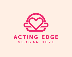 Pink Burger Love Heart logo design