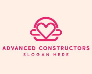 Pink Burger Love Heart logo design