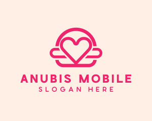 Pink Burger Love Heart logo design