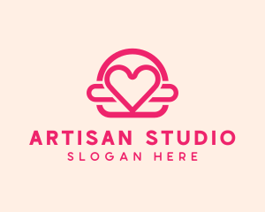 Pink Burger Love Heart logo design