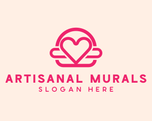 Pink Burger Love Heart logo design