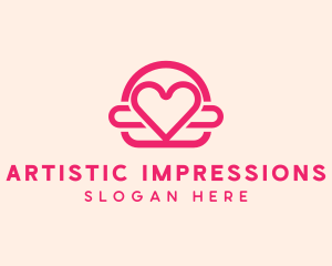 Pink Burger Love Heart logo design