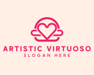 Pink Burger Love Heart logo design