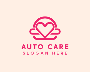 Pink Burger Love Heart logo design