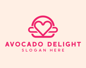 Pink Burger Love Heart logo design