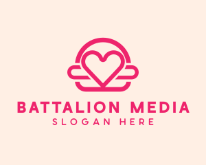 Pink Burger Love Heart logo design