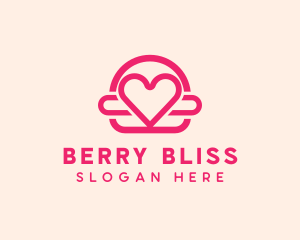 Pink Burger Love Heart logo design