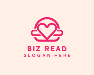 Pink Burger Love Heart logo design