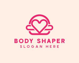 Pink Burger Love Heart logo design